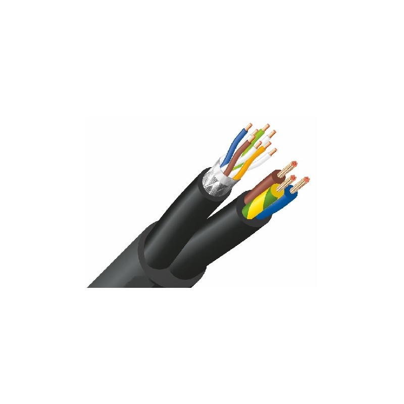 CABLE SFTP CAT6 RIGIDO+3x2,5 GOMA NEGRO