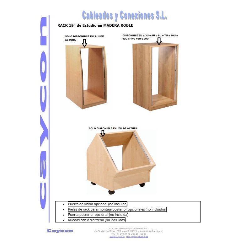 RACK 19" 12U MADERA ROBLE