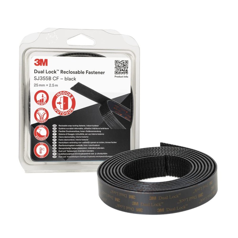 CINTA DUAL LOCK NEGRO 25,4mmX2,5M velcro