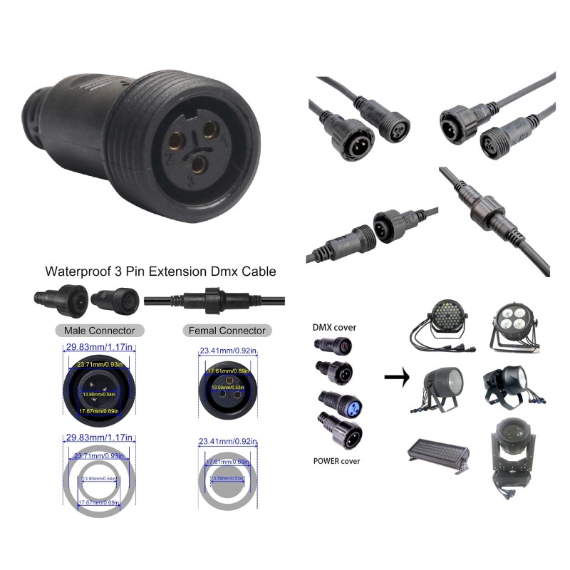 CONECTOR DMX H 3 PIN INTEMPERIE WH128