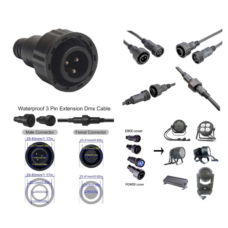 CONECTOR DMX M 3 PIN INTEMPERIE WH128