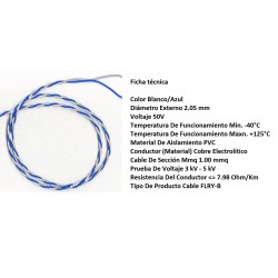 CABLE 2X1mm2 BLANCO-AZUL TRENZADO