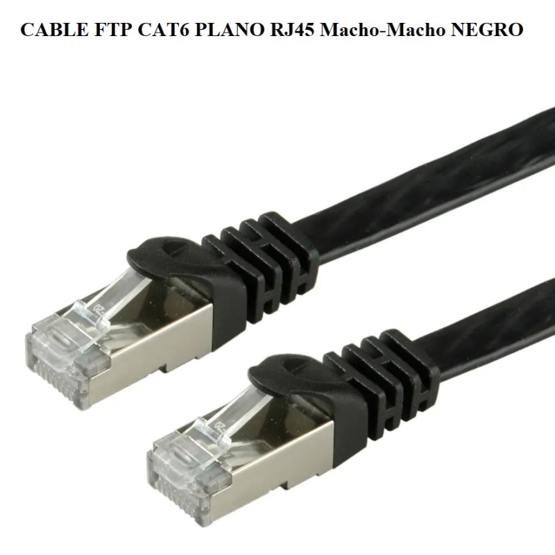 CABLE FTP CAT6 PLANO RJ45 M-M 1M NEGRO