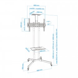 SOPORTE TV SUELO CON RUEDAS PARA TV DE 37 HASTA 70 CON BANDEJA Y SOP