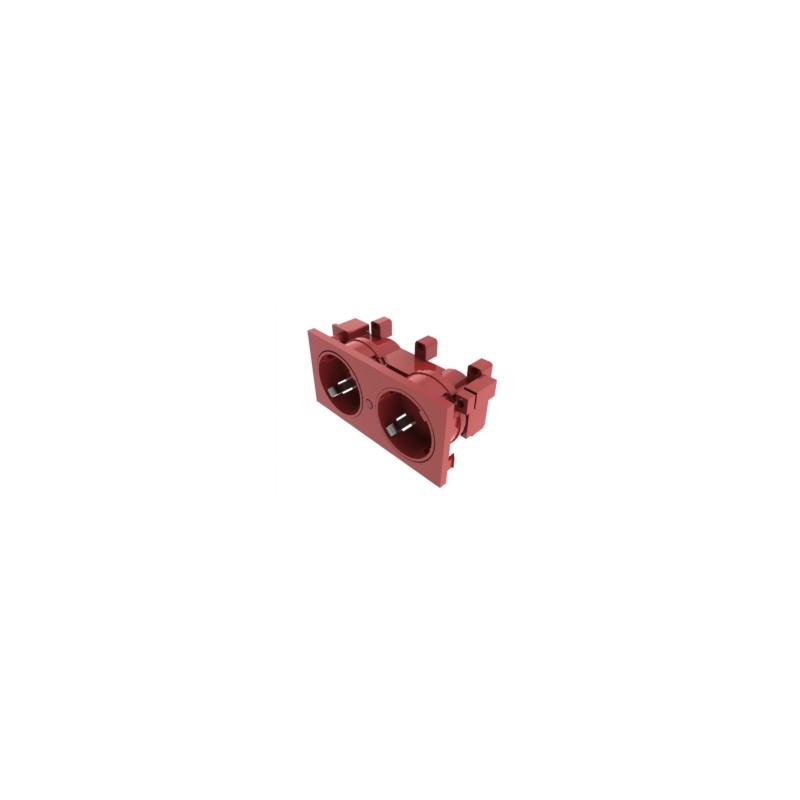 SCHUKO DOBLE CON PILOTO+PROTECCION ROJO