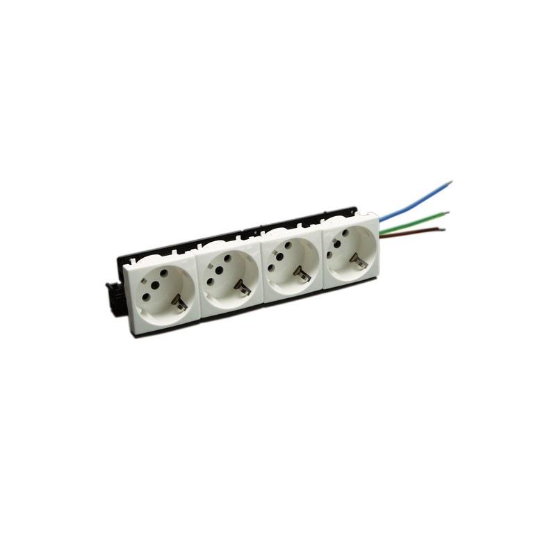 SCHUKO CUADRUPLE CON PROTECCION BLANCO