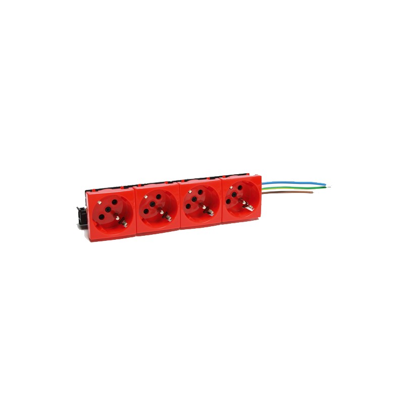 SCHUKO CUADRUPLE CON PROTECCION ROJO