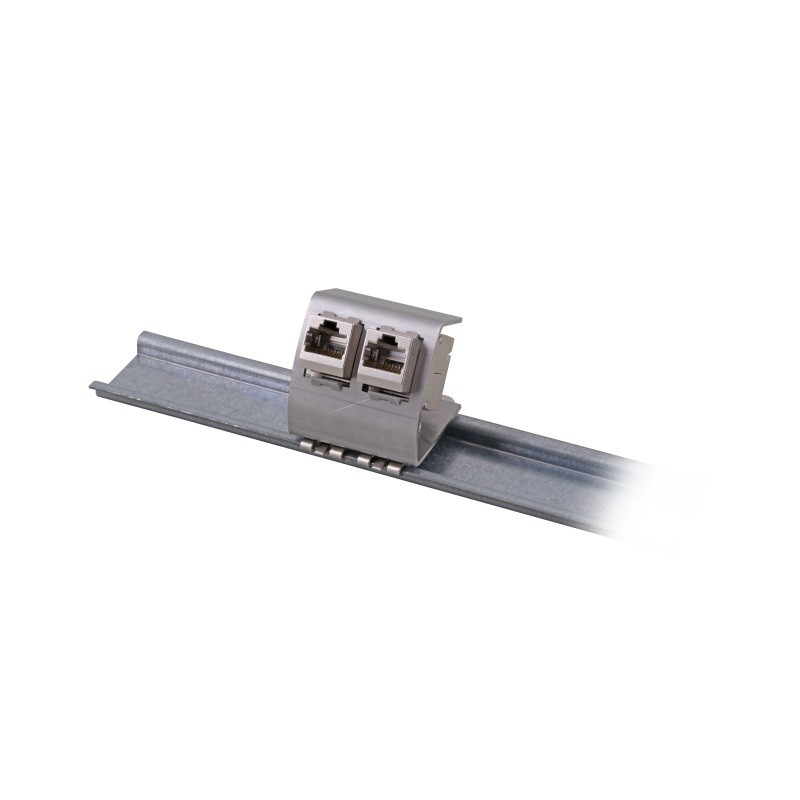 PLACA METALICA 2xRJ45 PARA CARRIL DIN KE