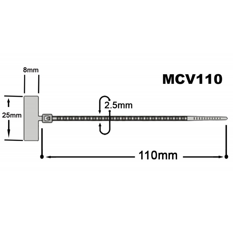 BRIDA BANDERA 100X2,5mm Sup.Marc.25x8mm