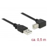 CABLE USB A-B 2.0 M-M CODO 0,5mts NEGRO