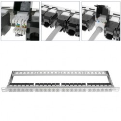 PANEL 19" 24P RJ45 VACIO CON GUIA 0,5U