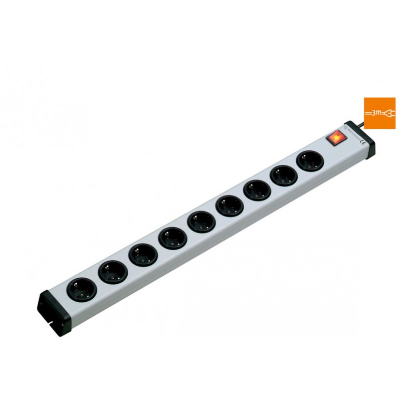 REGLETA 9 TOMAS SCHUKO+INT ALUMINIO 3MTS