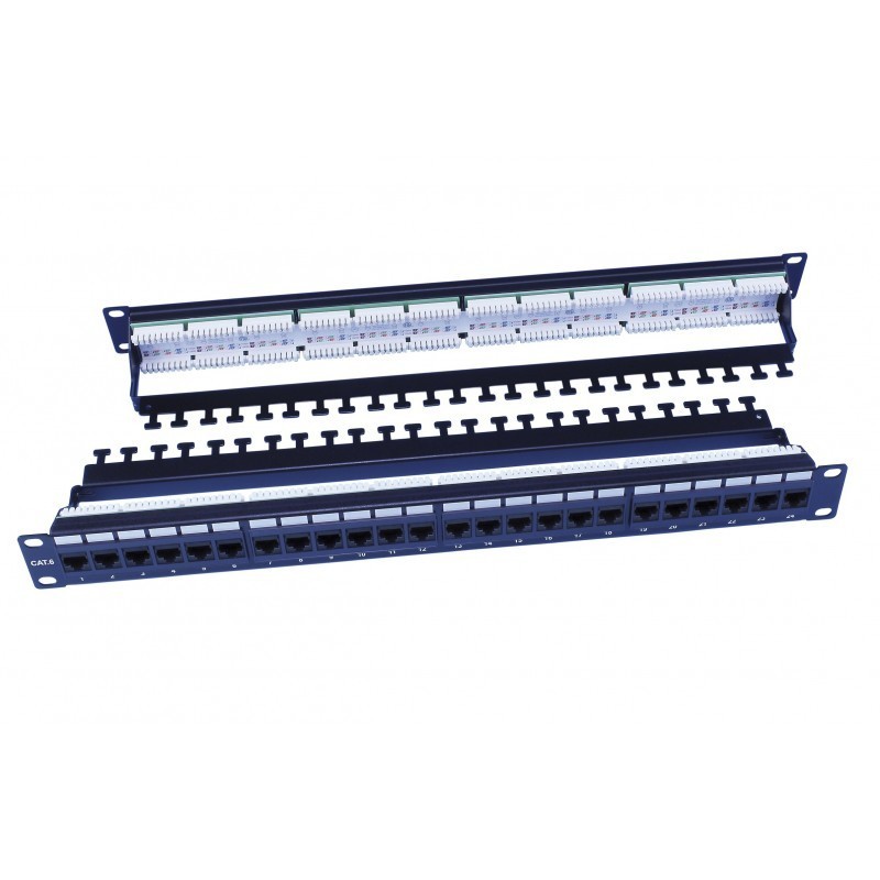 PANEL 19" 24P CAT6 UTP RJ45 CON GUIA NEG