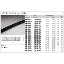 TUBO FLEXIBLE ABIERTO 28mm NEGRO