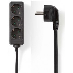 REGLETA 3 TOMAS SCHUKO SININT NEGRA 3M
