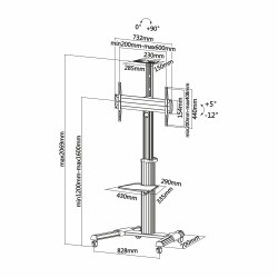SOPORTE TV SUELO CON RUEDAS + ATRIL 70"