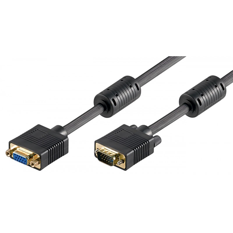 CABLE VGA M-H 5MTS NEGRO CON FERRITA